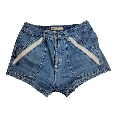 #ad Free People Shorts Womens 24 Blue Lace Pockets Boho Short Denim Jean Ladies $19.98