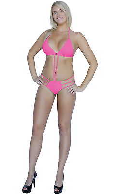 #ad Strappy Suspender Spider Thong Back Bikini 2 Pack Hot Pink and Lime Green $14.99