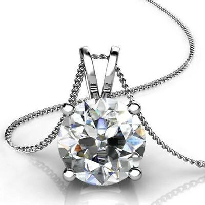 Round Cut Cubic Zircon 925 Silver Necklace Pendant Fashion Party Women Gift C $2.60