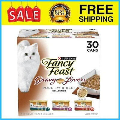 Fancy Feast Gravy Wet Cat Food Variety Pack Gravy Poultry amp; Beef 3 oz.30 Cans $22.40