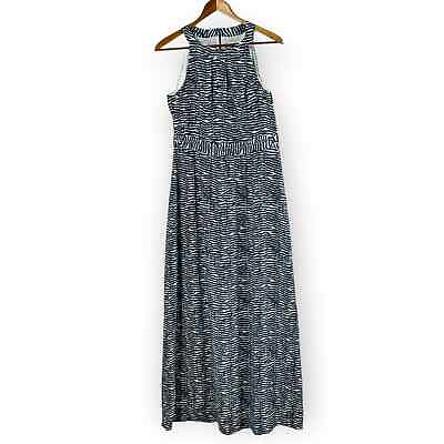#ad Vineyard Vines Dress Size 6 Blue Maxi Plumeria Print Coastal Sleeveless Beachy $25.98