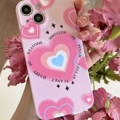 Cute English Multi level Love Pink Phone Case For iPhone 14 Pro Max 11 12 13 $9.79