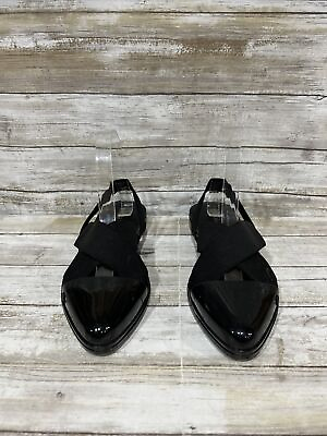 #ad #ad Melissa Women’s Black Pointy Toe Slip On Cross Strap Flat Sandal Shoes Sz 8 $33.98