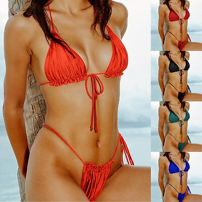 #ad Bikini Swimsuits For Women Tummy Control 2 Pieces Sexy Tankini Diving Swimming $16.88