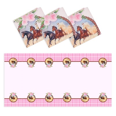 #ad #ad 3 Pack Plastic Pink Horse Tablecloths for Cowgirl Birthday Party 54 x 108 In $11.69