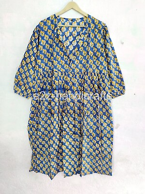 Indian floral printed cotton long maxi dress v neckline cotton maxi dress $40.00