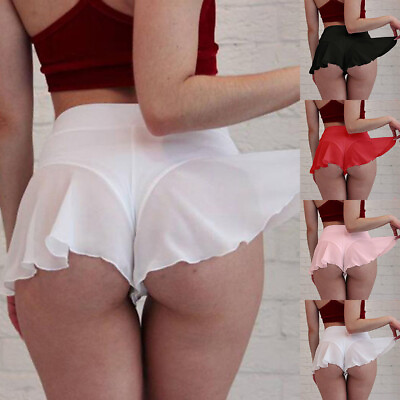 #ad Women Sexy See Through Briefs Panties Thong Underwear Ruffle Mini Skirt Lingerie $12.99