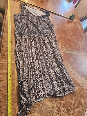 #ad Suzanne Betro Floral Gray Round Neck Sleeveless Maxi Dress 1X #S57 $14.25