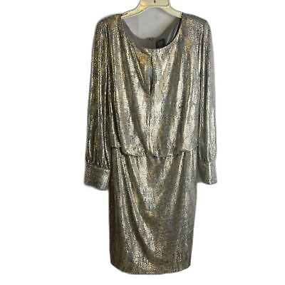 #ad Vince Camuto Metallic Blouson Scoop Neck Cocktail Dress Plus Size 20W $65.00