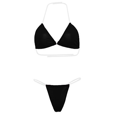 #ad Bikini Set Transparent Strap Wireless Pure Color Female Summer Swimwear Quick $9.27