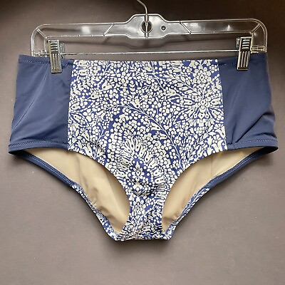 #ad JCREW Size Small High Waist Full Coverage Bikini Bottoms Navy Floral $10.99