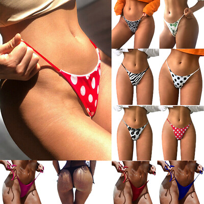 Sexy Bikini Bottom Womens Brazilian Cheeky Thong Side Tie V Swimwear Naughty US $1.22