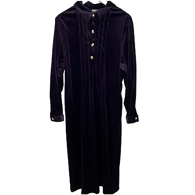 #ad Coldwater Creek Womens Purple Velvet Maxi Dress Long Sleeve 1X Floral Buttons $39.96