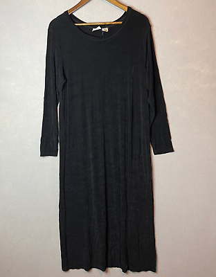 #ad #ad Vtg Chico#x27;s Design Womens 90s Acetate Slinky Knit Classic Maxi Dress 3XL Black $27.97