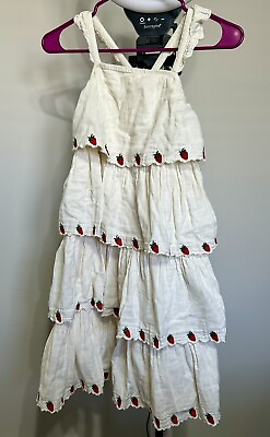 #ad Hanna Andersen Strawberry Dress Sz 8 130cm Girls Dress Cream Ivory White $20.00
