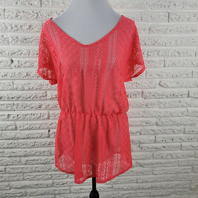 #ad #ad Maurices Womens Swimsuit Cover Up Large Pullover Hot Pink Mesh Elastic Sheer $17.99
