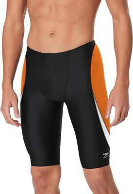 #ad Speedo Men#x27;s Swimsuit Jammer Endurance Splice Team Colors Edge Black Orange $28.99