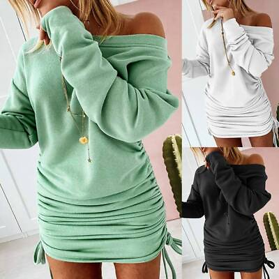 Sexy Womens Off Shoulder Mini Dress Ladies Cocktail Party Bodycon Jumper Dresses $7.03