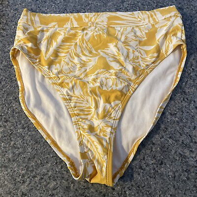 Catalina Swimwear Women’s High Cut Bikini Bottoms Yellow Floral Medium $9.99