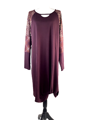 Cato Women#x27;s Plus Long Sleeve Ruched Hem T Shirt Dress Burgundy 18 20W $19.99