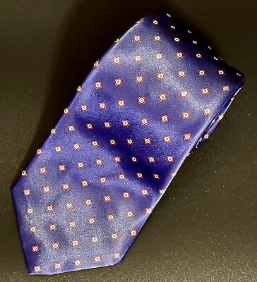 #ad Vintage Sears Classic Mens Necktie Tie Blue Geometric Pattern USA Silk Polyester $17.99