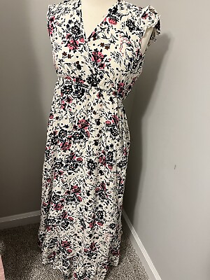 #ad Women’s XSize Small Sun Dress Maxi Cutout Short Sleeve Floral Multi Preloved $15.00