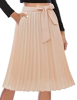 DRESSTELLS Champagne Skirt for Women Pleated Skirts for Women Pleated Midi $7.99