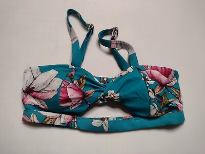 #ad Women#x27;s Floral Bikini Top XS Blue Wireless Strappy Padded Swimsuit Swim T $9.97