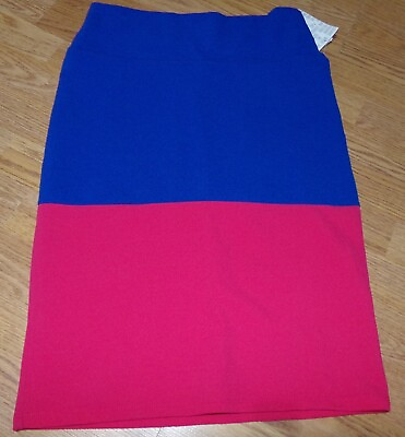 NWT LuLaRoe Womens M Blue Pink Colorblock Cassie Skirt Pencil Straight Knit $29.95