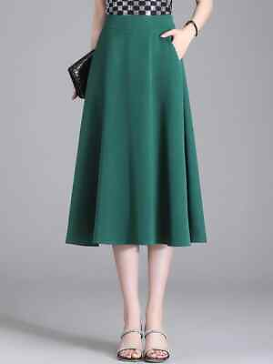 #ad Skirt Women Draped Anti Wrinkle Elastic High Waist Large Size Skirt Length $34.57