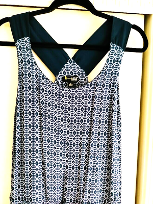 #ad Ana Maxi Navy Blue Maxi Rayon Dress Sleeveless Size Small Drawstring Waist $9.79