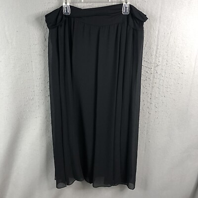 #ad Vince Camuto Skirt Women Plus Size 2X Black Midi Sheer Bottom Event Occasion $28.78
