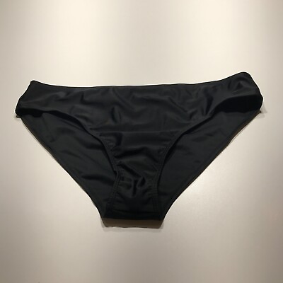#ad NEW Black Swim Bottom Bikini Hipster Low Rise Stretch Womens Size Large $12.99
