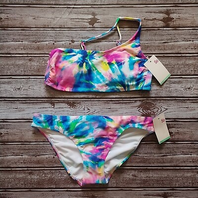#ad NWT Swimsuit Bikini 2ps Set One Shoulder Size Medium $20.80