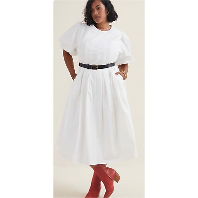Eri Ali Anthropologie Corset Seamed Midi Dress NWT Plus 26W White Bohemian $138.99
