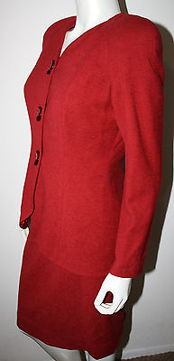 #ad Florine Watcher Red Skirt Suit Wool Blend Vintage Unique Buttons 6 $41.33