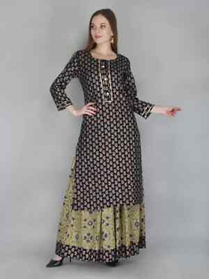 #ad #ad Women#x27;s Designer Cotton Rayon Kurta Skirt Set Indian Bollywood Tunic Kurti Dress $38.99