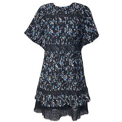 #ad Chelsea28 floral lace trim Short Sleeve Pleated dress size XS $18.75