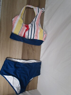 #ad Women#x27;s Swimsuit Size S Bikini Striped Zipper On Back $4.86