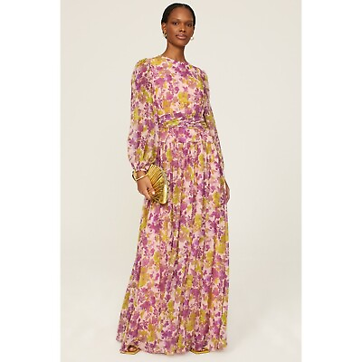 #ad LDT Long Sleeve Floral Maxi Dress Purple Womens Size 0 $99.99