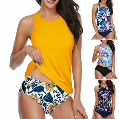 Womens 2 Piece Floral Tankini Set Padded Bikini Swimsuit Swimwear Bathing Suit $16.99