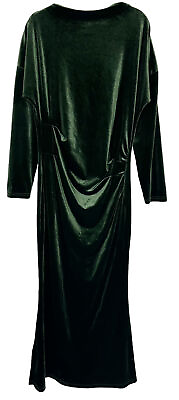 #ad Stylewe Dark Green Velvet Long Sleeve Maxi Dress Gown Sz Large New $49.99