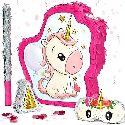 Unicorn Pinata Birthday Party For Girls With Stick Blindfold amp; Mini Piñata Set $29.99