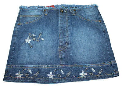 #ad #ad bQb Design Fusion mini skirt women#x27;s Small embroidered denim NWT $10.38