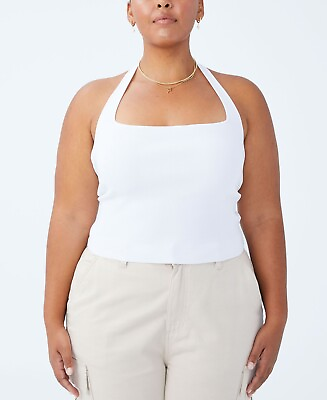 MSRP $30 Cotton On Women Plus Summer Knit Twist Back Vestlette Top White Size 24 $14.00