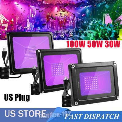 UV LED Black Light Floodlight 30W 50W 100W Christmas Party DJ Dance Glow Light $23.59