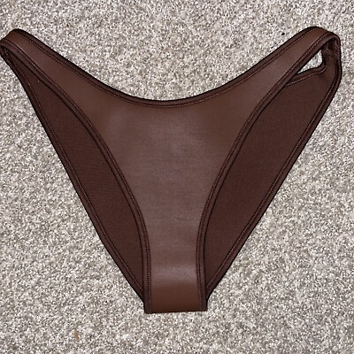 #ad SKIMS Scuba Bikini Bottom Women Cocoa Rubberized Tanga XL $10.00
