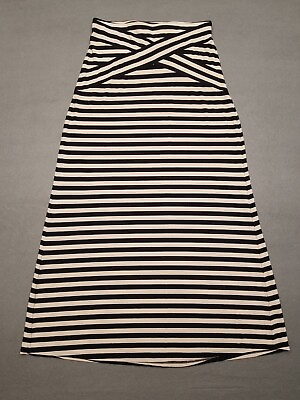 ICE Women#x27;s Medium Maxi Skirt Long Black And Tan Striped Pull On $13.99