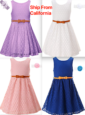 Girls Lace Dress Kids Casual Flower Girl Dress $12.95