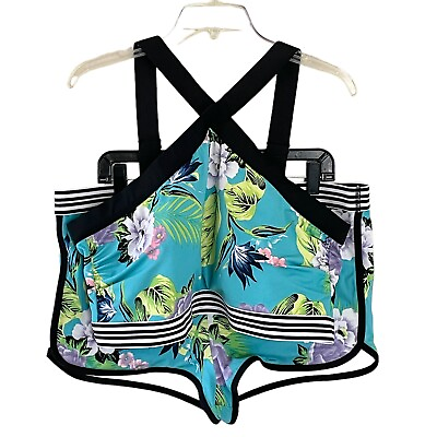 #ad #ad SWIM by CACIQUE Women#x27;s Plus Size 22 Black Tropical Floral 2 Piece Swimsuit EUC $40.00